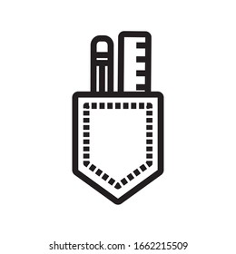 pencil and rule school in pocket line style icon vector illustration design