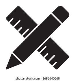 Pencil and ruler or architecture flat vector icon for apps and websites