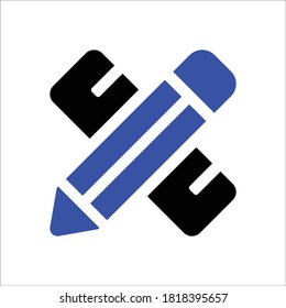 Icono de vector plano de lápiz y regla o arquitectura para aplicaciones y sitios web