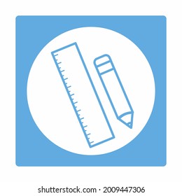 Pencil Ruler - Blue Monochrome Style. simple illustration. Editable stroke. Design template vector.project
.art line icon