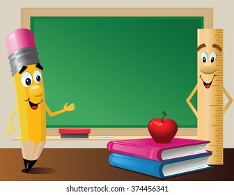 Pencil and ruler characters