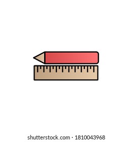 Icono de vector de degradado de color de lápiz y regla
