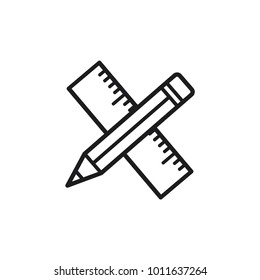pencil and ruler conception, pencil icon, ruler icon 