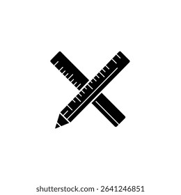 Pencil and ruler crossed design element.
