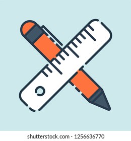 Pencil and ruler crossed icon 