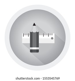 Pencil and ruler crossed icon. Ruler and Pencil vector illustration. Black and white icon