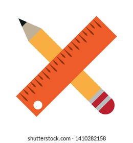 Pencil and ruler crossed symbol vector illustration graphic design