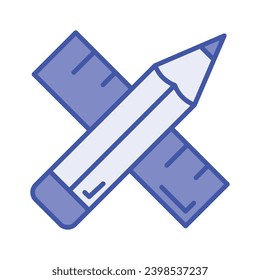 Pencil and ruler denoting drawing tool vector design in trendy style