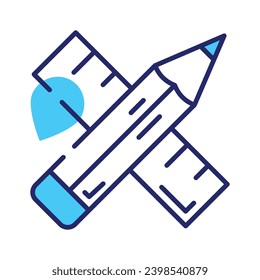 Pencil and ruler denoting drawing tool vector design in trendy style