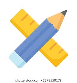 Pencil and ruler denoting drawing tool vector design in trendy style