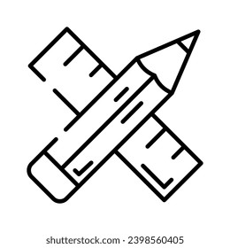 Lápiz y regla que denotan el diseño vectorial de la herramienta de dibujo en estilo de moda