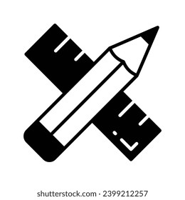 Lápiz y regla que denotan el diseño vectorial de la herramienta de dibujo en estilo de moda