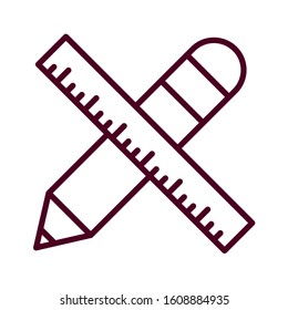 Pencil and ruler design, Tool write office object instrument equipment draw art and learn theme Vector illustration