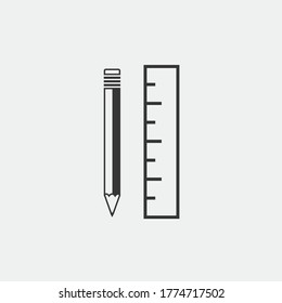 pencil and ruler design vector icon art