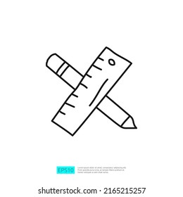 pencil and ruler doodle icon