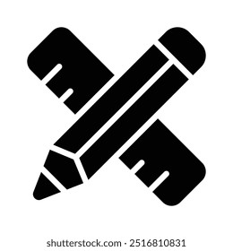 Lápiz y Regla, herramientas de dibujo, diseño de iconos de papelería