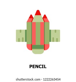 Pencil an Ruler Education Flat icons.Back to school Concept Color illustration icons.