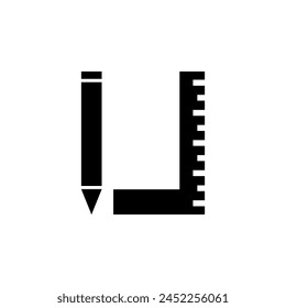 Pencil and Ruler flat vector icon. Simple solid symbol isolated on white background