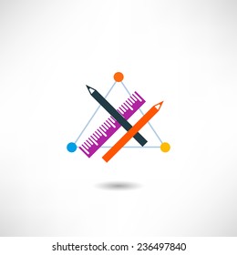 Pencil and ruler icon