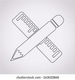 Pencil with ruler icon