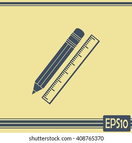 Pencil and ruler icon