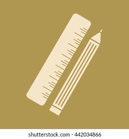 Pencil & Ruler Icon. 