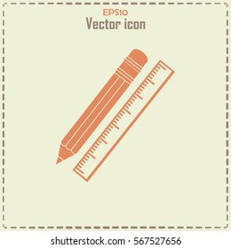 Pencil and ruler icon