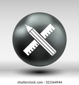 Pencil and ruler icon button logo symbol concept.