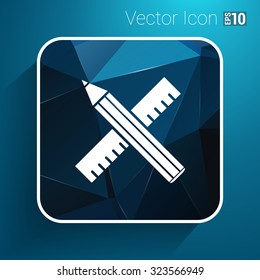 Pencil and ruler icon button logo symbol concept.
