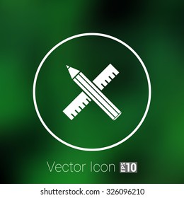 Pencil and ruler icon button logo symbol concept.