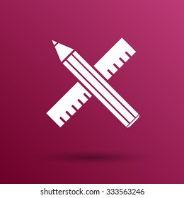 Pencil and ruler icon button logo symbol concept.