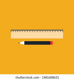 pencil and ruler icon cartoon vector illustration graphic design