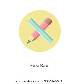 Pencil or Ruler Icon Concept
