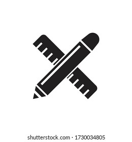 Pencil and ruler icon design isolated on white background