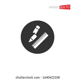 Pencil and Ruler Icon Design Vector