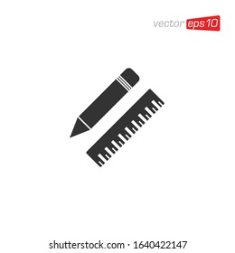 Pencil and Ruler Icon Design Vector