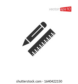 Pencil and Ruler Icon Design Vector