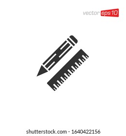 Pencil and Ruler Icon Design Vector