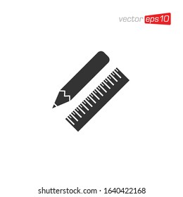 Pencil and Ruler Icon Design Vector
