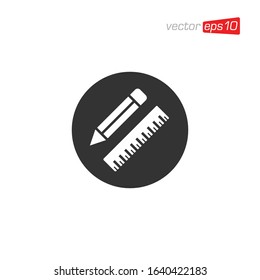 Pencil and Ruler Icon Design Vector