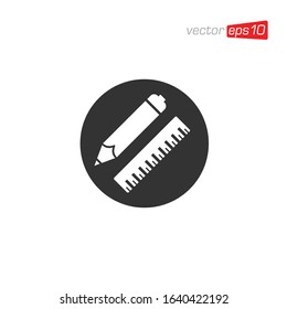 Pencil and Ruler Icon Design Vector