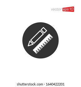 Pencil and Ruler Icon Design Vector
