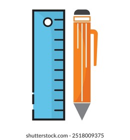 
pencil and ruler icon design vector illustration
