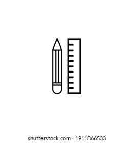 Pencil and ruler icon. Drawing