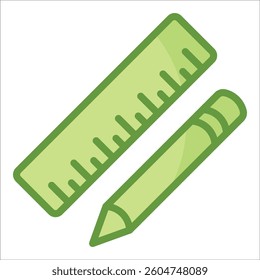 Pencil And Ruler Icon Element For Design