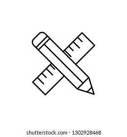 pencil, ruler icon. Element of education illustration. Signs and symbols can be used for web, logo, mobile app, UI, UX