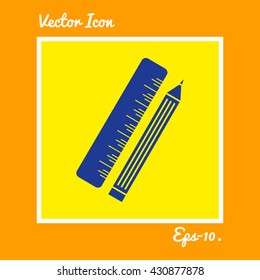 Pencil & Ruler Icon. Eps-10.
