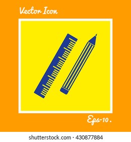 Pencil & Ruler Icon. Eps-10.