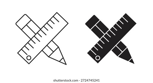 Pencil and ruler icon. filled flat sign for mobile concept and web design