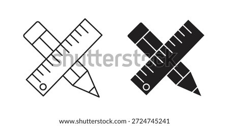Pencil and ruler icon. filled flat sign for mobile concept and web design